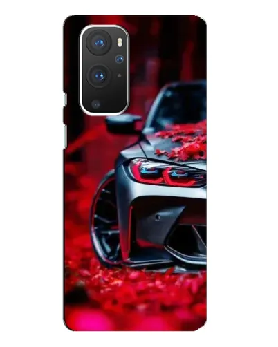 Чохол для OnePlus 9 Pro з картинкою «Спортивна BMW та квіти»