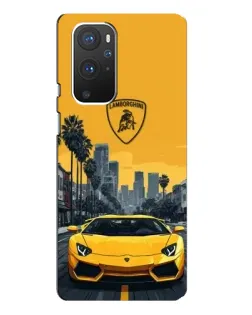 Чохол для OnePlus 9 Pro з картинкою «Жовтий Lamborghini місто»