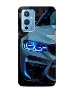 Чохол для OnePlus 9 з картинкою «Погляд BMW з синіми фарами»