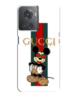 Чохол для OnePlus ACE (10R) з картинкою «Міккі Маус Gucci — смуги»
