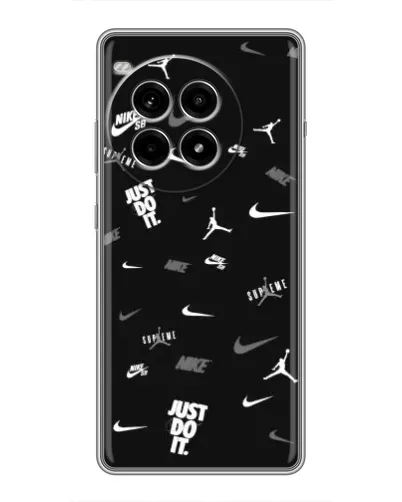 Чехол для OnePlus Ace 3 Pro с картинкой «Nike Black Pattern»