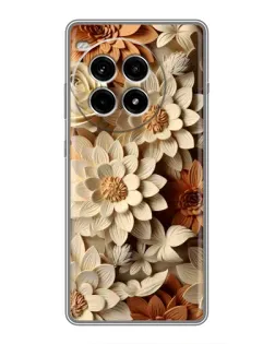 Чехол для OnePlus Ace 3 Pro с картинкой «Бежевый флористический декор» Чехол для OnePlus Ace 3 Pro с картинкой «Бежевый флористический декор»