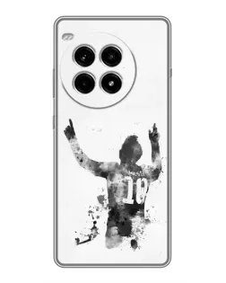 Чехол для OnePlus Ace 3 Pro с картинкой «Черно-белый силуэт Месси»