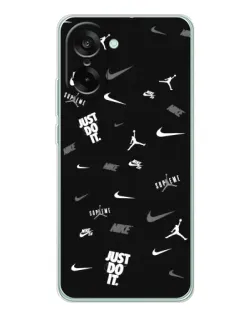Чехол для OnePlus Ace 5 Racing с картинкой «Nike Black Pattern» Чехол для OnePlus Ace 5 Racing с картинкой «Nike Black Pattern»