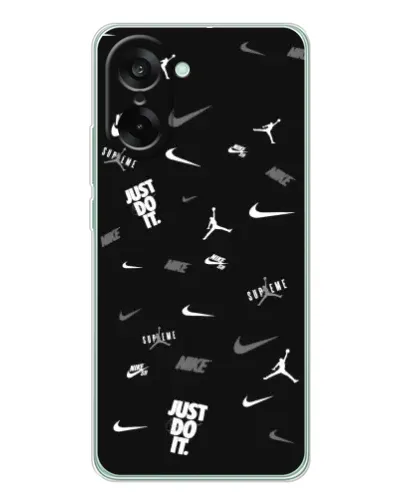 Чехол для OnePlus Ace 5 Racing с картинкой «Nike Black Pattern»