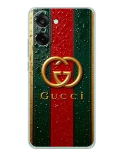 Чехол для OnePlus Ace 5 Racing с картинкой «Gucci — фирменная полоса и золото» Чехол для OnePlus Ace 5 Racing с картинкой «Gucci — фирменная полоса и золото»