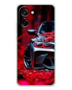 Чехол для OnePlus Ace 5 Racing с картинкой «Спортивная BMW и цветы»