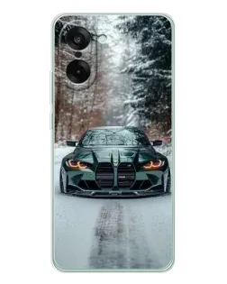 Чехол для OnePlus Ace 5 Racing с картинкой «BMW в зимнем лесу»