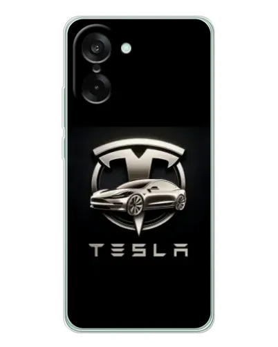 Чехол для OnePlus Ace 5 Racing с картинкой «Tesla — серебристое авто» Чехол для OnePlus Ace 5 Racing с картинкой «Tesla — серебристое авто»