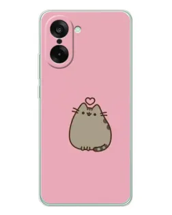 Чехол для OnePlus Ace 5 Racing с картинкой «Pusheen сердце»