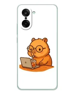 Чехол для OnePlus Ace 5 Racing с картинкой «Капибара с ноутбуком»