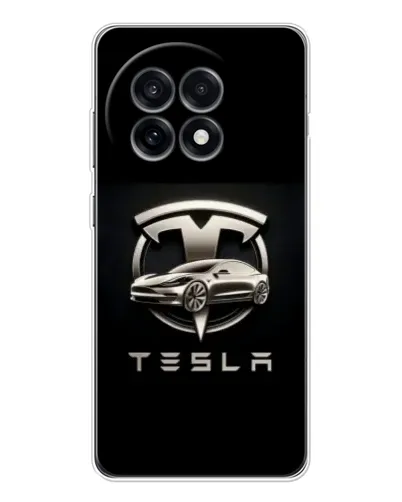 Чохол для OnePlus Ace 5 з картинкою «Tesla — срібне авто»