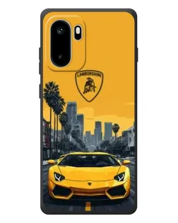 Чехол для OnePlus Ace 6 с картинкой «Желтый Lamborghini город»