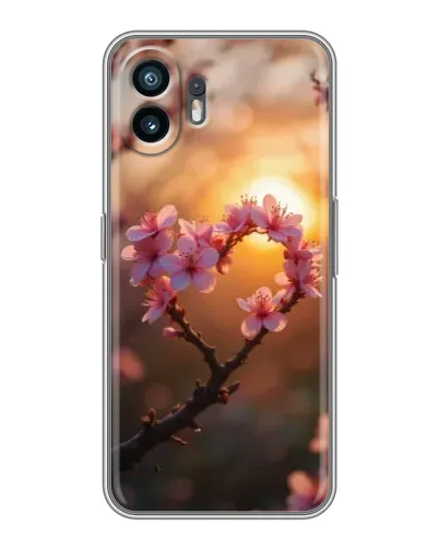 Чехол для OnePlus Ace 6T с картинкой «Розовый цвет сердце на фоне заката»