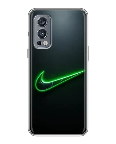 Чехол для OnePlus Nord 2 с картинкой «Неоновый контур Nike»