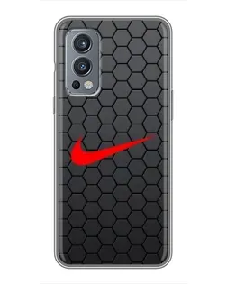 Чехол для OnePlus Nord 2 с картинкой «Nike — карбоновая сетка»