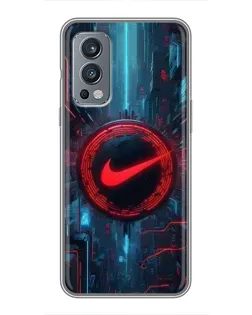 Чехол для OnePlus Nord 2 с картинкой «Техногенный стиль Nike»