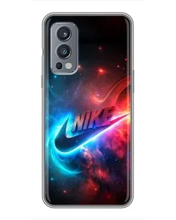 Чехол для OnePlus Nord 2 с картинкой «Огненный логотип Nike»