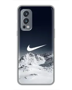 Чехол для OnePlus Nord 2 с картинкой «Nike — зимние горы»