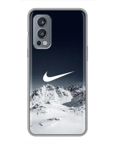 Чехол для OnePlus Nord 2 с картинкой «Nike — зимние горы»