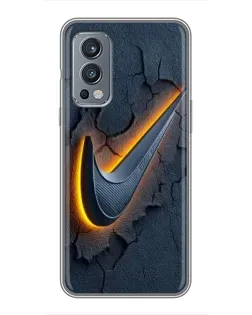 Чехол для OnePlus Nord 2 с картинкой «Объемный логотип Найк»
