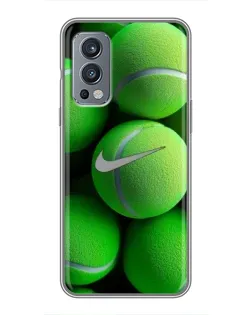 Чехол для OnePlus Nord 2 с картинкой «Теннисные мячи Найк»