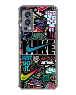 Чехол для OnePlus Nord 2 с картинкой «Яркий коллаж Nike»