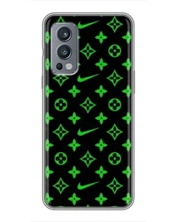 Чехол для OnePlus Nord 2 с картинкой «Неоновый принт LV»