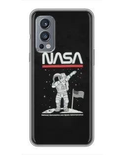 Чехол для OnePlus Nord 2 с картинкой «NASA — шагаем по Луне»