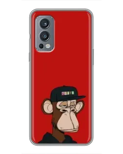 Чехол для OnePlus Nord 2 с картинкой «Bored Ape — красный фон»
