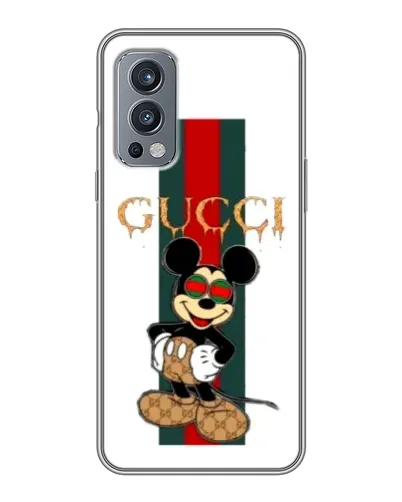 Чехол для OnePlus Nord 2 с картинкой «Микки Маус Gucci — полосы»