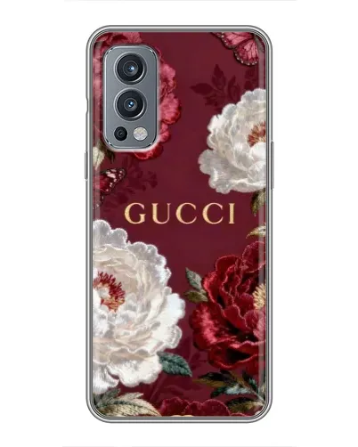 Чехол для OnePlus Nord 2 с картинкой «Gucci — бордовые розы» Чехол для OnePlus Nord 2 с картинкой «Gucci — бордовые розы»
