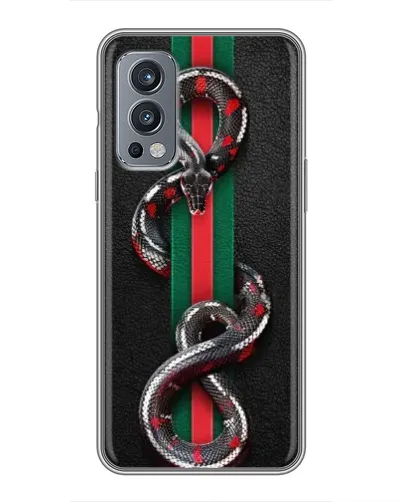 Чехол для OnePlus Nord 2 с картинкой «Gucci — змея на полосе» Чехол для OnePlus Nord 2 с картинкой «Gucci — змея на полосе»