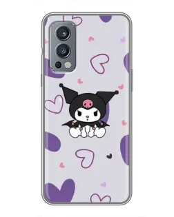 Чехол для OnePlus Nord 2 с картинкой «Kuromi и лавандовые сердца»