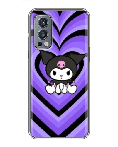 Чехол для OnePlus Nord 2 с картинкой «Kuromi и фиолетовые сердца»