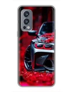 Чехол для OnePlus Nord 2 с картинкой «Спортивная BMW и цветы» Чехол для OnePlus Nord 2 с картинкой «Спортивная BMW и цветы»