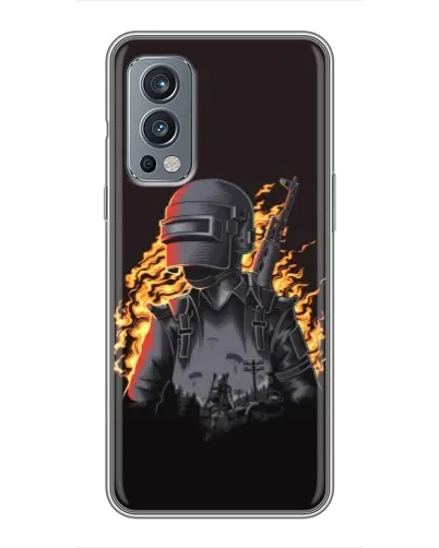 Чехол для OnePlus Nord 2 с картинкой «PUBG — огненный силуэт»