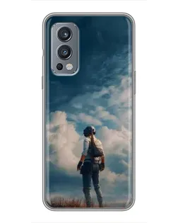 Чехол для OnePlus Nord 2 с картинкой «Герой PUBG на скале»