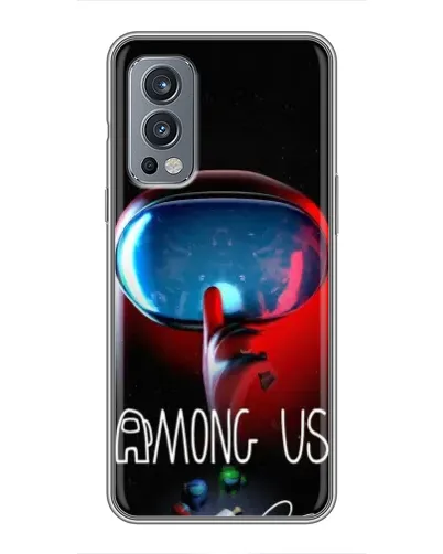 Чехол для OnePlus Nord 2 с картинкой «Красный импостер — макро»