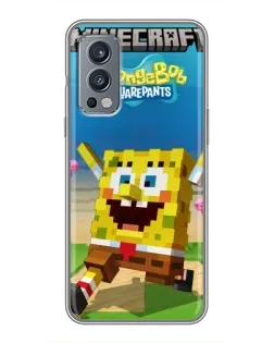 Чехол для OnePlus Nord 2 с картинкой «Губка Боб Minecraft»