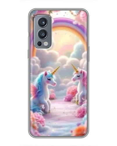Чехол для OnePlus Nord 2 с картинкой «Радуга и единороги» Чехол для OnePlus Nord 2 с картинкой «Радуга и единороги»