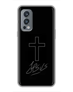 Чехол для OnePlus Nord 2 с картинкой «Графический крест Jesus»