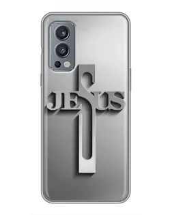 Чехол для OnePlus Nord 2 с картинкой «Металлический крест Jesus»