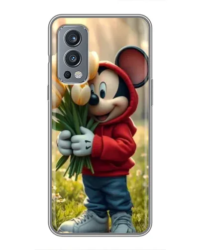 Чехол для OnePlus Nord 2 с картинкой «Микки с тюльпанами»