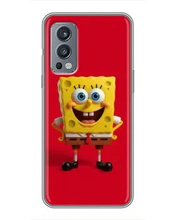 Чехол для OnePlus Nord 2 с картинкой «Спанч Боб на красном»
