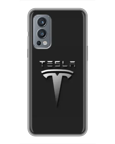Чехол для OnePlus Nord 2 с картинкой «Стальной логотип Tesla»
