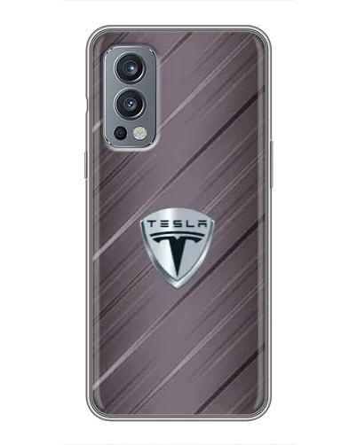 Чехол для OnePlus Nord 2 с картинкой «Металлическая текстура Tesla»
