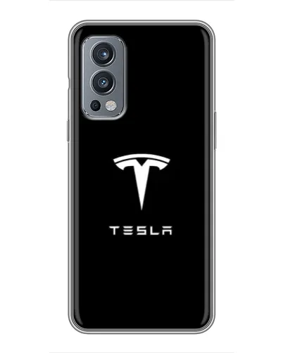 Чехол для OnePlus Nord 2 с картинкой «Tesla White Logo»