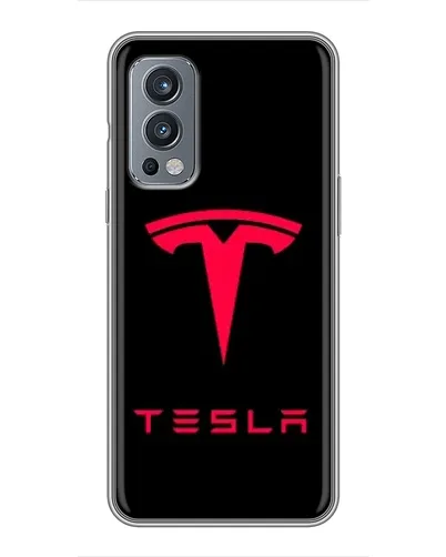 Чехол для OnePlus Nord 2 с картинкой «Tesla Red Logo»