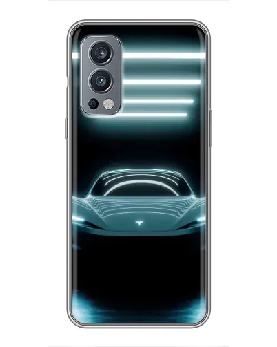 Чехол для OnePlus Nord 2 с картинкой «Tesla в неоне»